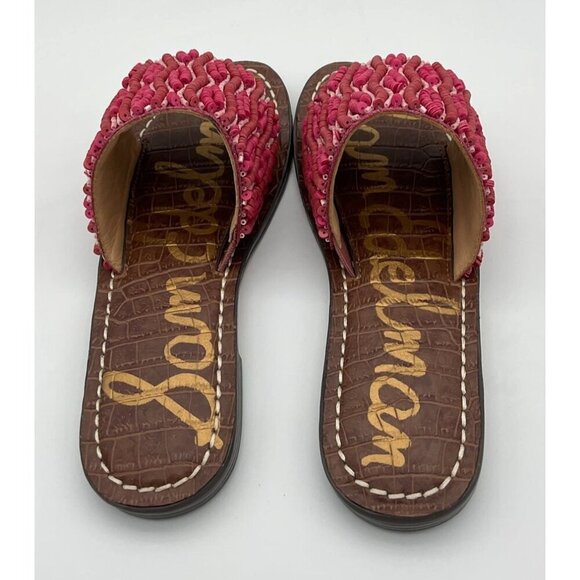 Sam Edelman Kids Gunner Beaded Pink Slide Orchid Flower Mini Sandals Girls 1M - Picture 4 of 9